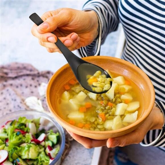 Matte Black Thick Heavy-Weight Soup Spoons, Stainless Steel Soup Spoons, - Picture 5 of 7